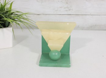 Vintage Art Deco Italian Alabaster Sculpture Geometric Carved Stone Statue 5' X 5'