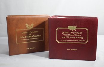 Golden Replicas Of U.S. Stamps In Postal Commemorative Society Binder