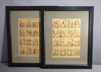 Framed Prints French Story Panels - 'Histoire Du Brave Francur' And 'Le Sorcier (Le Loup Garou)'