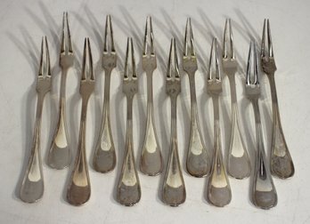 Set Of 12 Vintage Silver-Plated Two-Tine Forks  Hallmarked