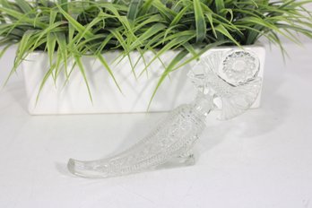 Vintage Cornucopia Pressed Glass Perfume Bottle  Clear  Some Chips