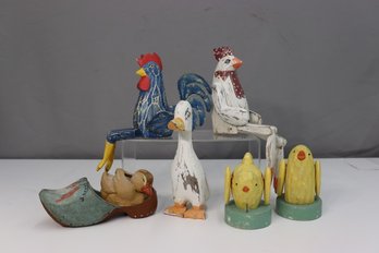Group Lot Of 6 Folksy Cute Farm Animals