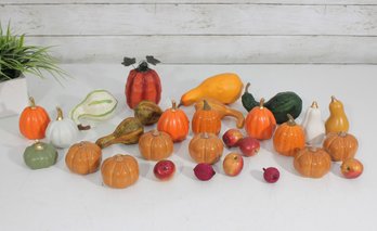 Fall Harvest Decor Lot  Mini Pumpkins, Gourds & Faux Fruit Assortment (Bulk Lot)