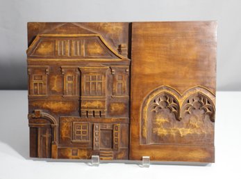 Hand-Carved Wooden Relief Art Panel (1977) Signed