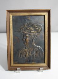 Bronze Relief Portrait Of A Woman, Signed 'Weihnachten 1912'