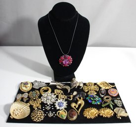 Collection Of Vintage Dress Pins ,Earings, And More