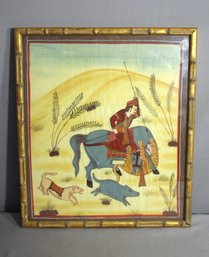 Oil On Silk? Mughal Dynasty Painting - India