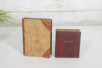 Lot Of 2  Decorative Leather Like  (Resin )Bound Books Gold Gilt Spines 4' & 5.5'