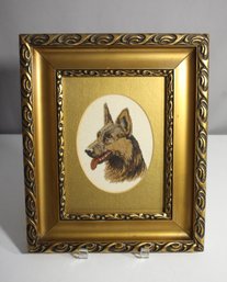 Framed Needlepoint Artwork Of German Shepherd Dog