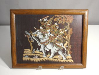 Thai Silk Embroidery Art Of Warriors On Elephant Back