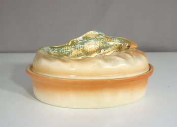 Antique Majolica Fish Tureen  Hand-Painted Ceramic Lid  6'x11'x7'