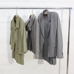 Rack B-Ladies 3-Suit Lot  Classic Wool & Tweed Styles  Includes Bonwit Teller