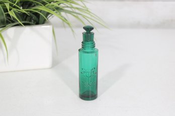 Vintage Green Art Glass Perfume Bottle  Possibly Lalique Sans Adieu Style