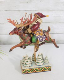 Jim Shore Heartwood Creek Santa Riding Reindeer Figurine Enesco 11' X 10'