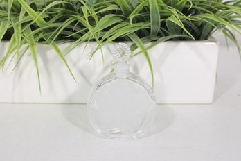 Vintage Sasaki Frosted Glass Flower Perfume Bottle W/ Textured Stopper