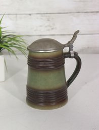 Vintage German Stoneware Beer Stein With Pewter Lid  6.5'  Gerz Mark