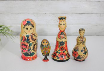 Vintage Russian Nesting Dolls & Folk Art Figurines  Hand-Painted Matryoshka Lot
