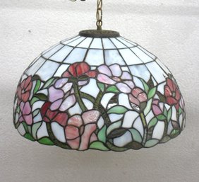 Vintage Stained Glass Tiffany-Style Hanging Lamp  10H X 20 Round
