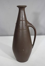 Mid-Century Modern Brown Ceramic Ewer / Pitcher - Art Pottery With Handle