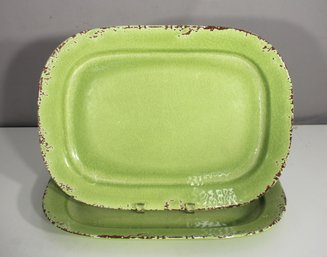 Rustic Green Enamel Serving Platter  17' X 12.5'  Williams Sonoma