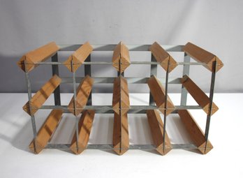 Mid-Century Modern Wooden And Metal Modular Wine Rack -17' X 9'