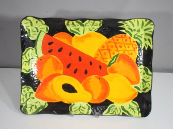 David Hyun Signed Hand-Painted Fruit Platter  13' X 18' Ceramic Art Tray