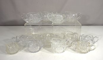 Lot Of Vintage Pressed & Cut Glass Creamers & Sugar Bowls  Elegant Assortment