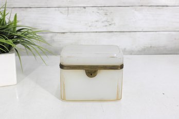 Tall Vintage Milk Glass Storage Box / Apothecary Style Container  4'h X 5'w X 3'd