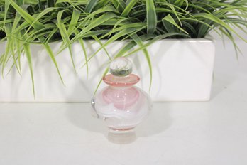 Vintage Blown Art Glass Perfume Bottle  Pink & White Cased Glass W/ Stopper