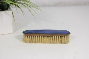 Vintage Blue Guilloche Enamel Clothes Brush  Gold Tone Trim Vanity Brush 5.5'