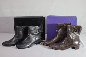 Pair Of Sz 10 Booties -Anne Klein Moto Booties, Stuart Weitzman Brown Boots