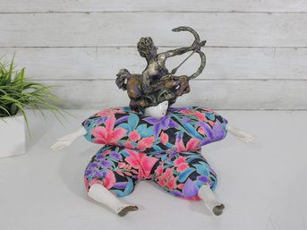 Serge Millet Art Doll  Mixed Media Sculpture With Floral Fabric Body