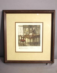 'Mozart At Work' - Original Colored Etching By Czoernig