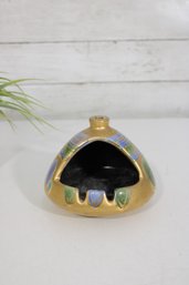 4.5' Mid Century Sascha Brastoff Ceramic Igloo Ashtray Hand Painted And Signed