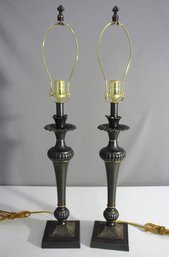 Pair Of Elegant Bronze-Toned Table Lamps
