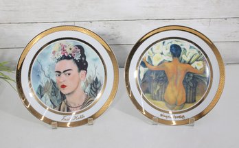 Set Of 2 Frida Kahlo Decorative Plates  10' Round, International Art Collection