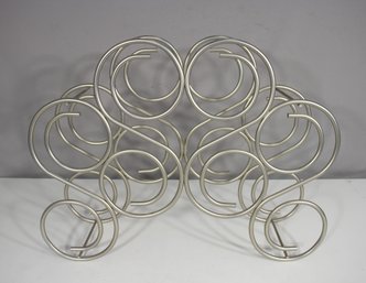 Vintage Mid-Century Modern Metal Wine Rack  16.5 H X 20 W X 6 D  Scroll Design