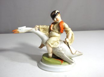 Herend Porcelain Figurine - Boy Riding Goose