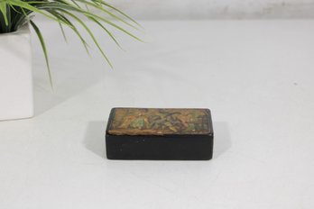 Vintage Scenic Lacquer Trinket Box  Decorative Keepsake / Jewelry Box  3.5' X 2'