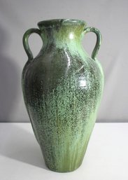 Vintage Handcrafted Green Glazed Ceramic Amphora Vase