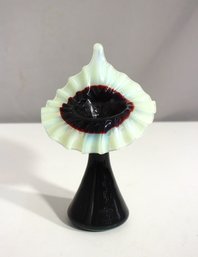 Hand-Blown 7 Ruby & Opalescent Jack-in-the-Pulpit Vase  Unique Art Glass