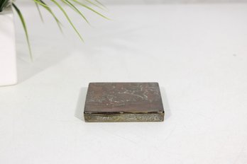 Vintage Square Powder Compact With Figural Scene  Mirror Vanity Compact 3'