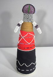 Handmade 18' African Ndebele Beaded Doll  Tribal Art & Cultural Decor