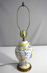 Hand-Painted Italian Ceramic Table Lamp With Floral Design