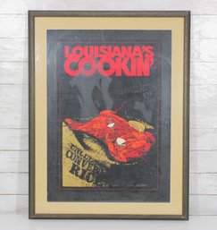 Vintage Louisianas Cookin Crawfish Poster Print  Signed & Numbered  Framed  32 X 24.5'