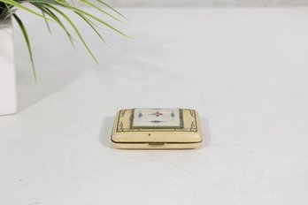 RARE Vintage C.1930 La Mode Guilloche Enamel Compact & Cigarette Case  Floral  3'