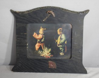'Childhood Games' - Antique Asian Lacquered Frame With Decorative Inlay