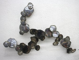 Vintage 23 X 32 Brutalist Metal Wall Sculpture  Abstract Modernist Design