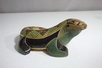 Large Lizard Iguana Artesania Rinconada Hand Carved Painted Ceramic Sculpture