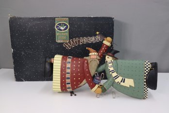 NEW - Williraye Studio Santa & Snowman Wall Hanging Hand-Painted Figurine, Coyne's & Co W/ Original Box WW2473